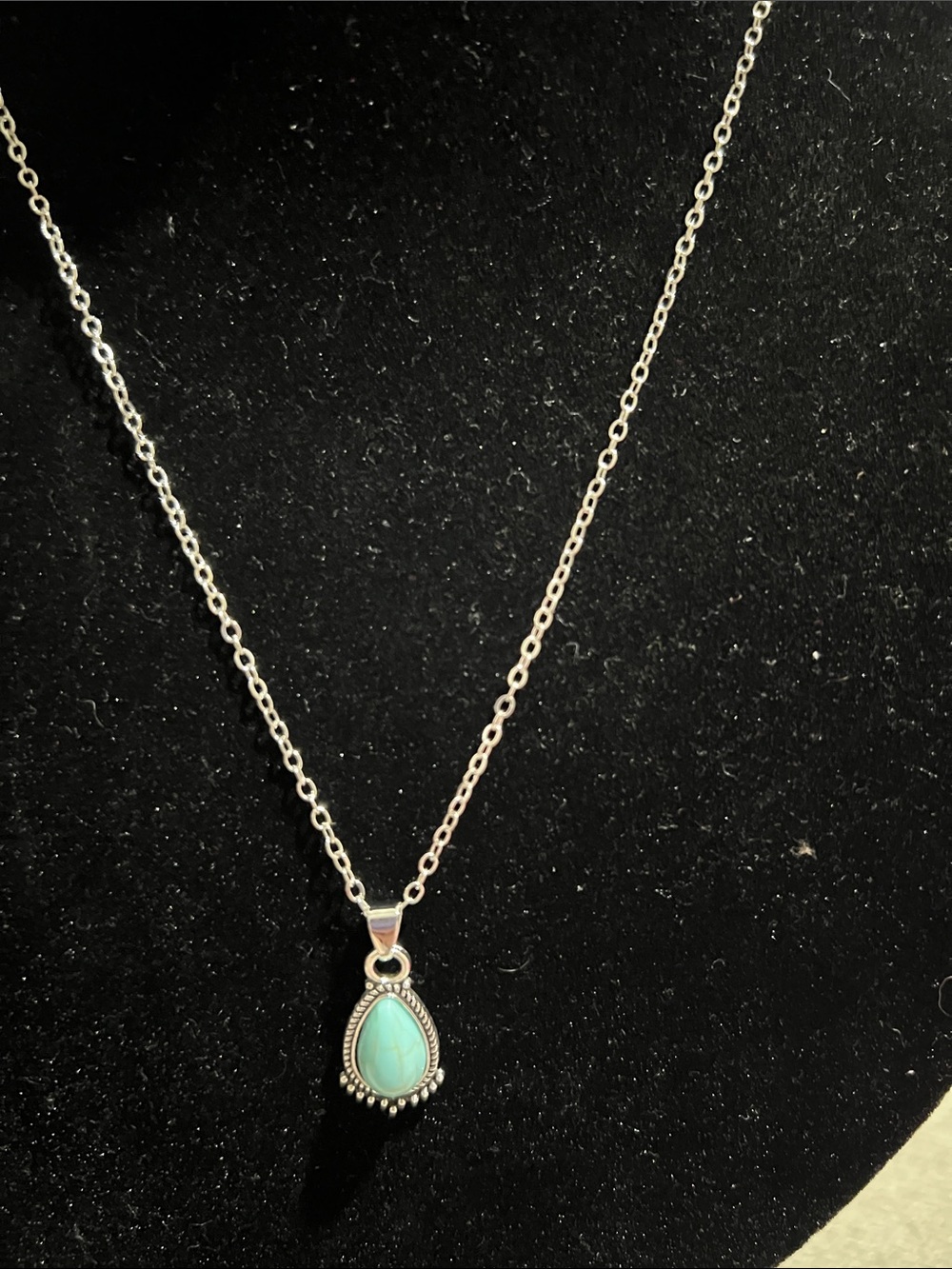 Turquoise Teardrop Pendant Necklace - Women Jewelry